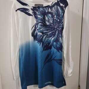 Blue and White long sleeve top